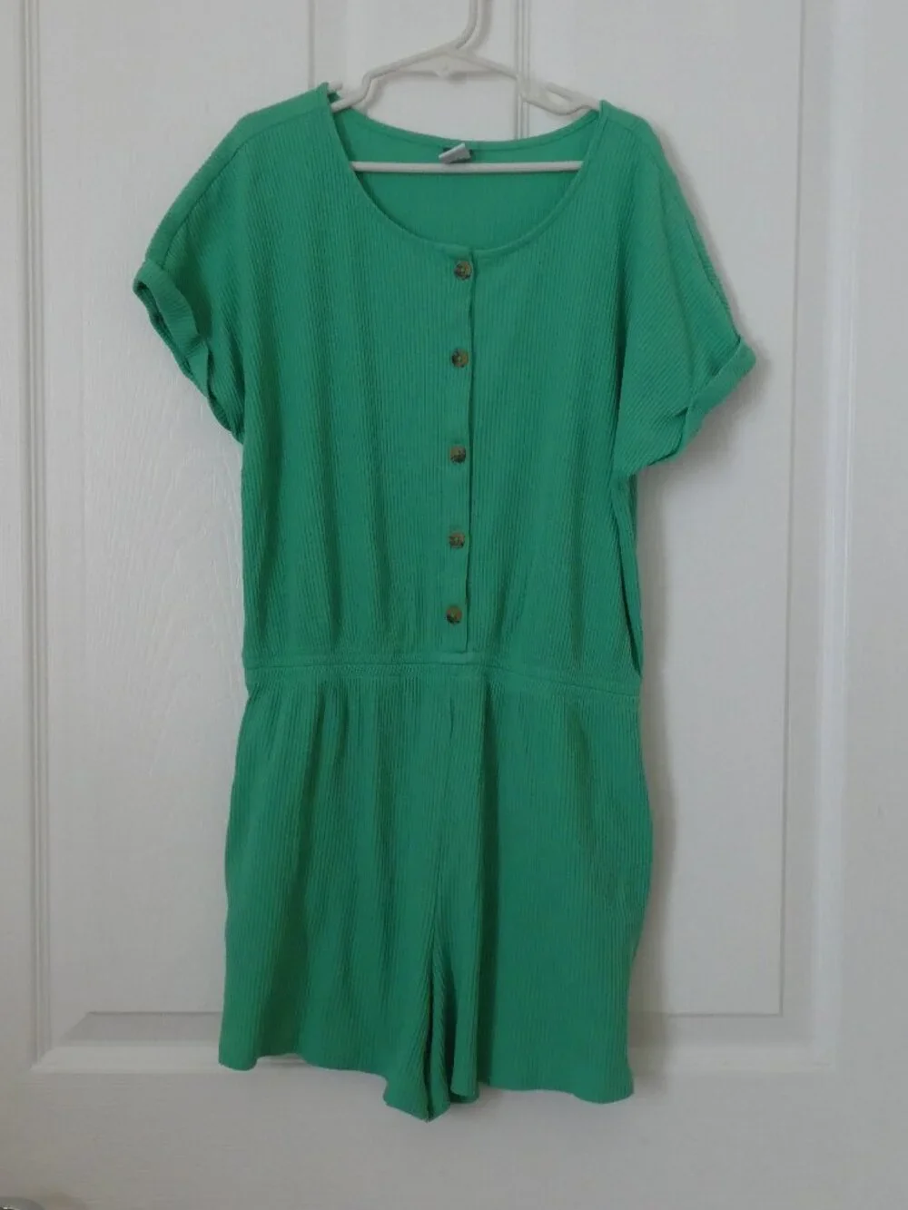 Old Navy Girls Green Ribbed Henley Romper Size XL (14-16) - Picture 1 of 7